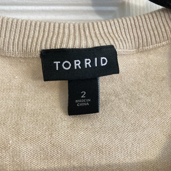 Torrid Knit Sweater Button Down Plus Size Size 2 Tan Beige - Picture 2 of 3